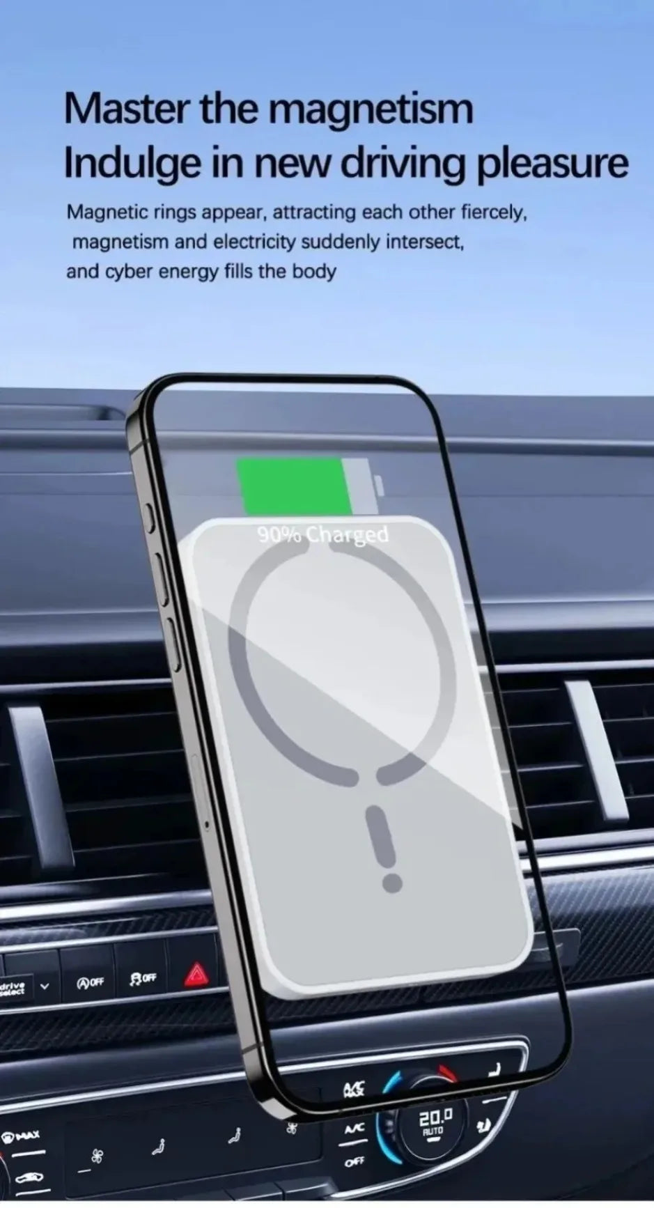 XIKCU 15W Magnetic Car Wireless Charger Sucker Car Fast Charging For Magsafe iPhone 16-12 Pro Max Air Vent Phone Holder Stand