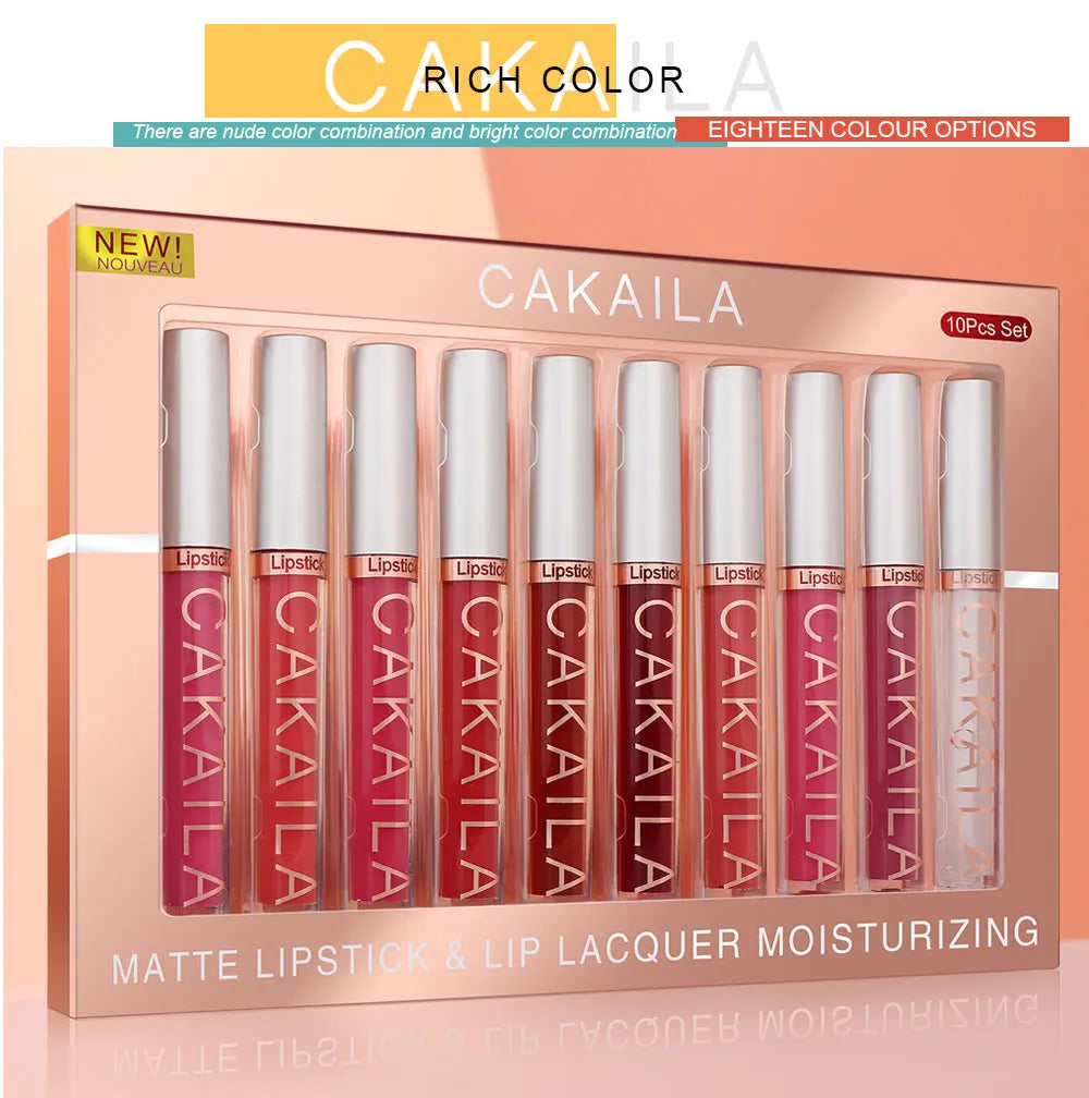 Matte Lipstick Lip Gloss Sets Long-Lasting Non-Fading Waterproof Non-stick