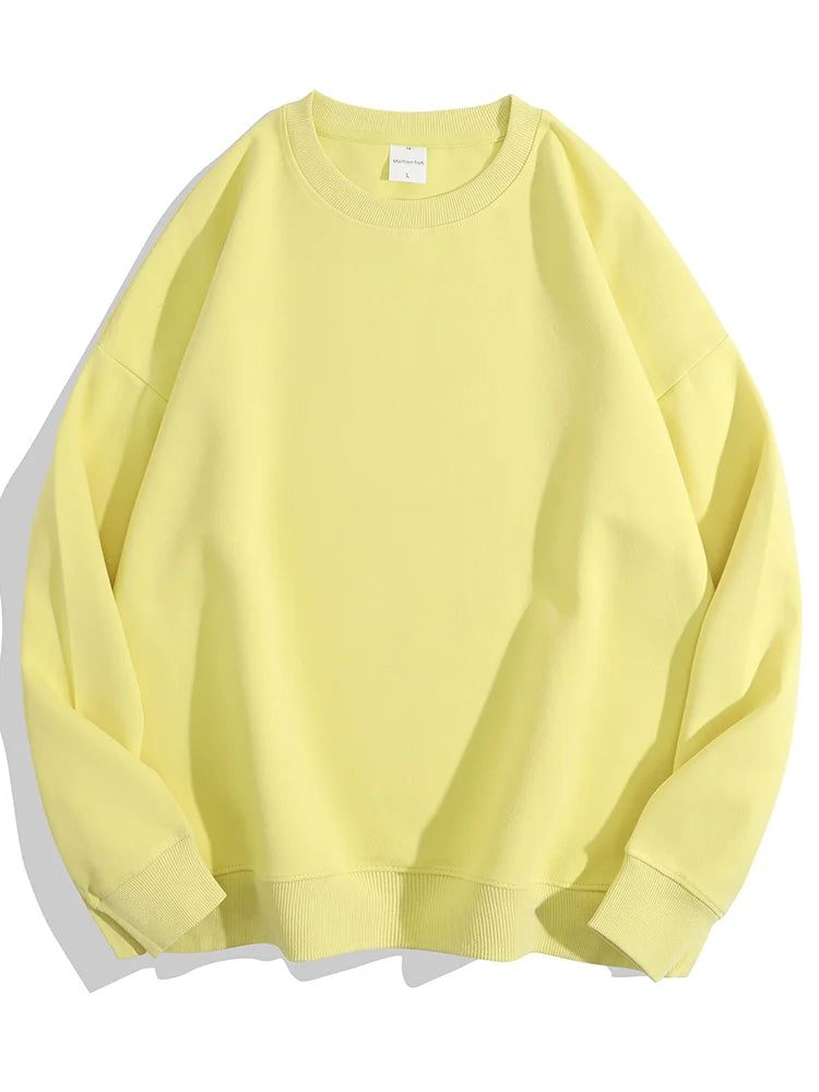 Streamgirl Cotton Basic Sweatshirt Women Oversized Yellow Pullovers Loose Casual Tops Spring Colorful Sweatshirts Women Pink