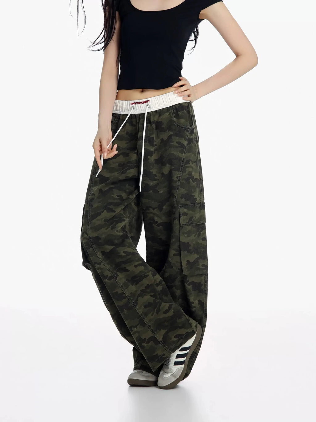 Y2K Summer Cargo Jeans Camouflage Loose Fit High Waist Slouchy