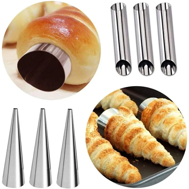 5/10Pcs Cream Horn Molds Stainless Steel Cone Tubular Shaped Mold Baking Cones Horn Pastry Roll Kitchen Cookie Dessert Tool