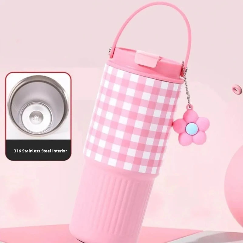 Portable Thermos Cup Gift For Woman Girl Cute Tumbler 750ML Water Bottle 316 Stainless Steel Vacuum Thermos Bottle Insulated