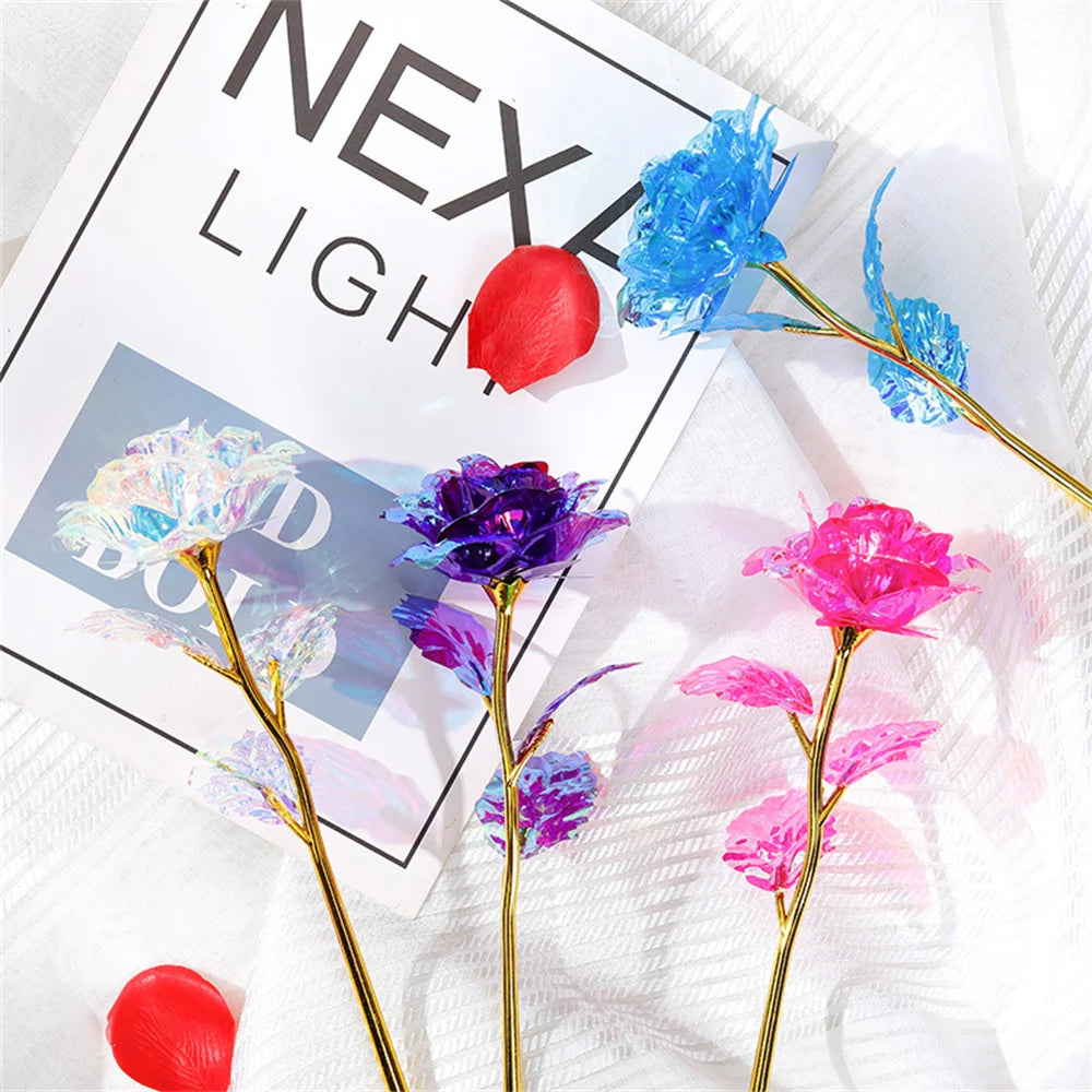 1pcs Artificial Flower Foil Rose Flower Valentine'S Day Gifts 24k Golden Plated Gold Rose Lasts Forever Love Flower For Wife