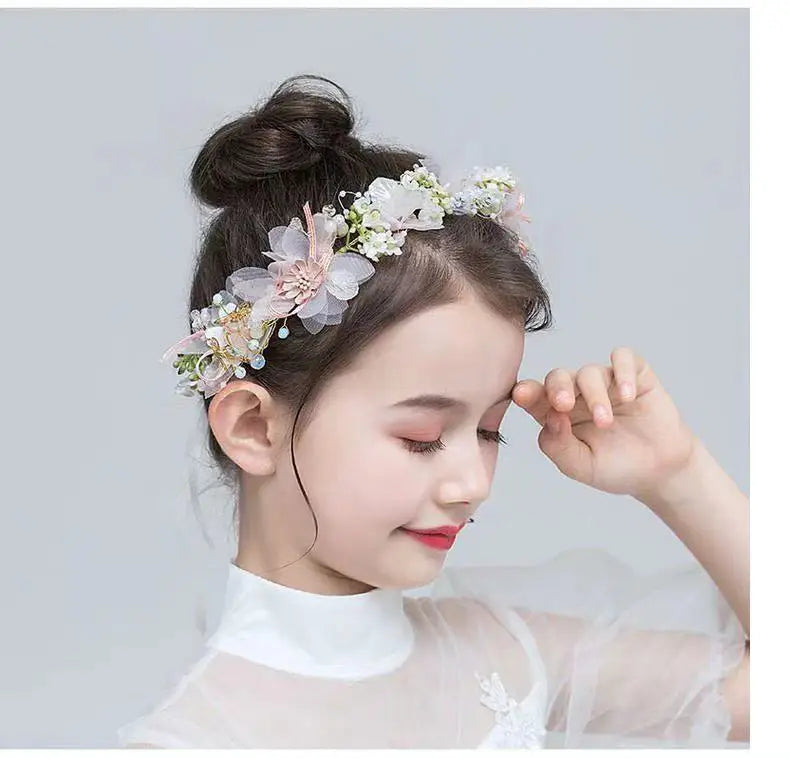 Forest Fairy Style Delicate Children's Day Wreath Kids Girl Daughter's Birthday New Year Gift Favors Wedding Headdress