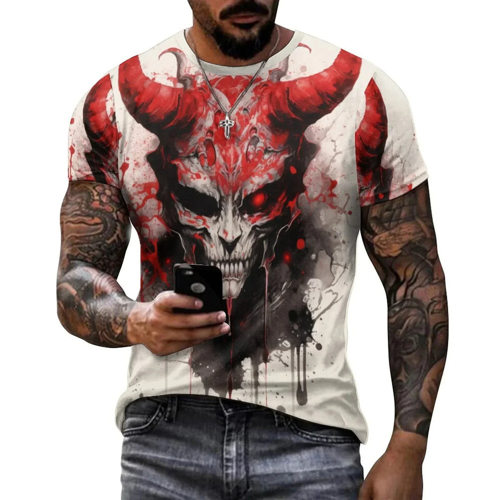 Funny 3d Devil Satan Printed Men's T Shirts Hip Hop Trend Harajuku