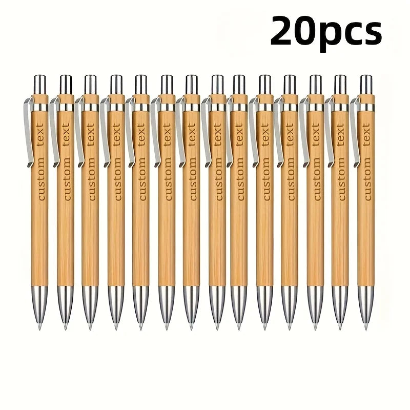 20/50/110PCS Customizable Bamboo Ballpoint Pens Smooth Writing Ideal