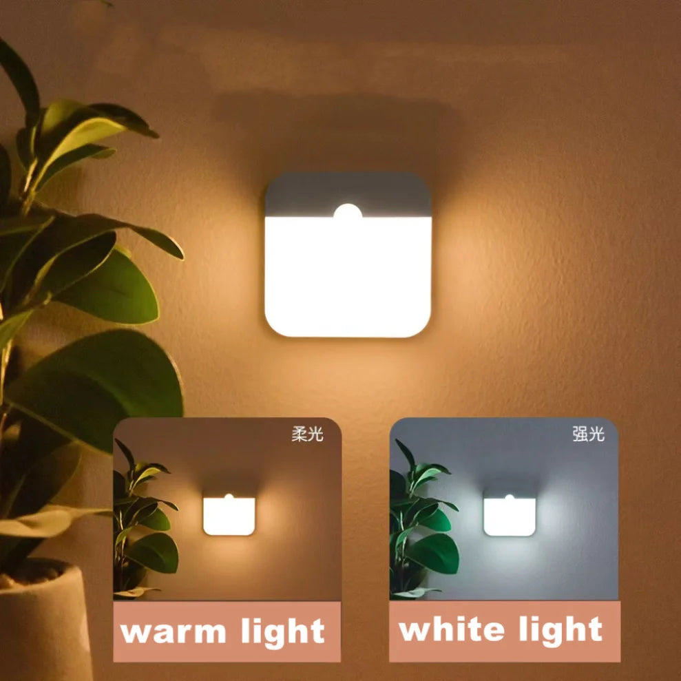 Motion Sensor Led Light Usb Charging Square Lamp for Bedroom Kitchen Stair Hallway Wardrobe Cupboard Lighting Led Light