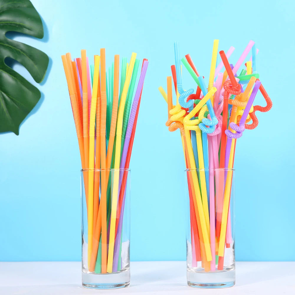 50/500/1000Pc Colorful Foldable Drinking Straws Juice Cocktail Beverage Straws for Party Bar Kitchen Accessory Wedding Wholesale