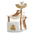 Modern Cat Tree Tower with Natural Solid Wood Scratching
