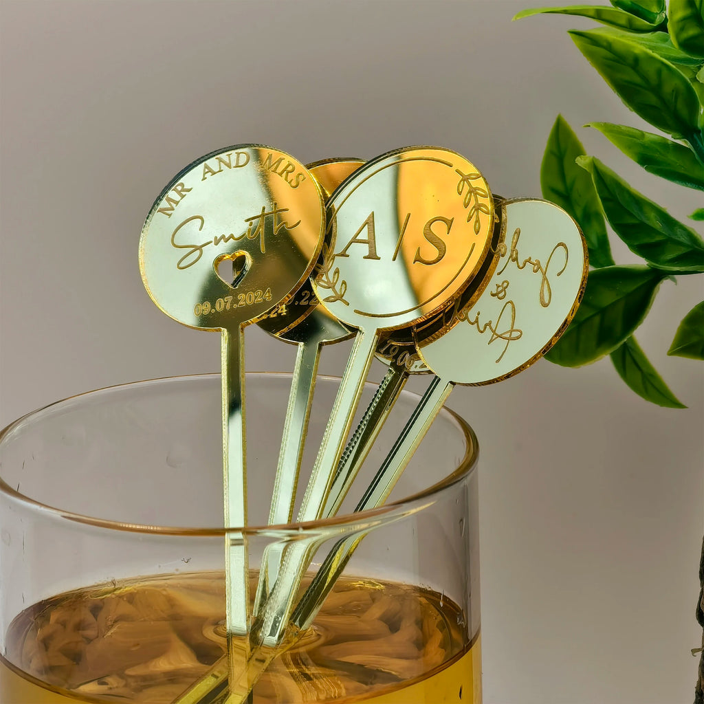 Personalised Wedding Drink Stirrers Bachelorette Party Cocktail