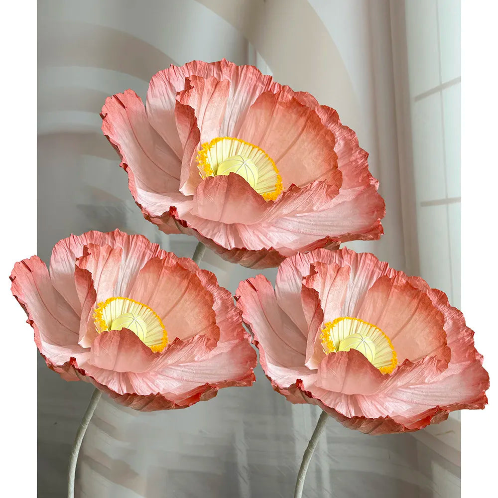 Wedding Props Artificial Giant Poppy Paper Flower Wedding Road Guide Floral Birthday Party Backdrop Decor Stage Window Display