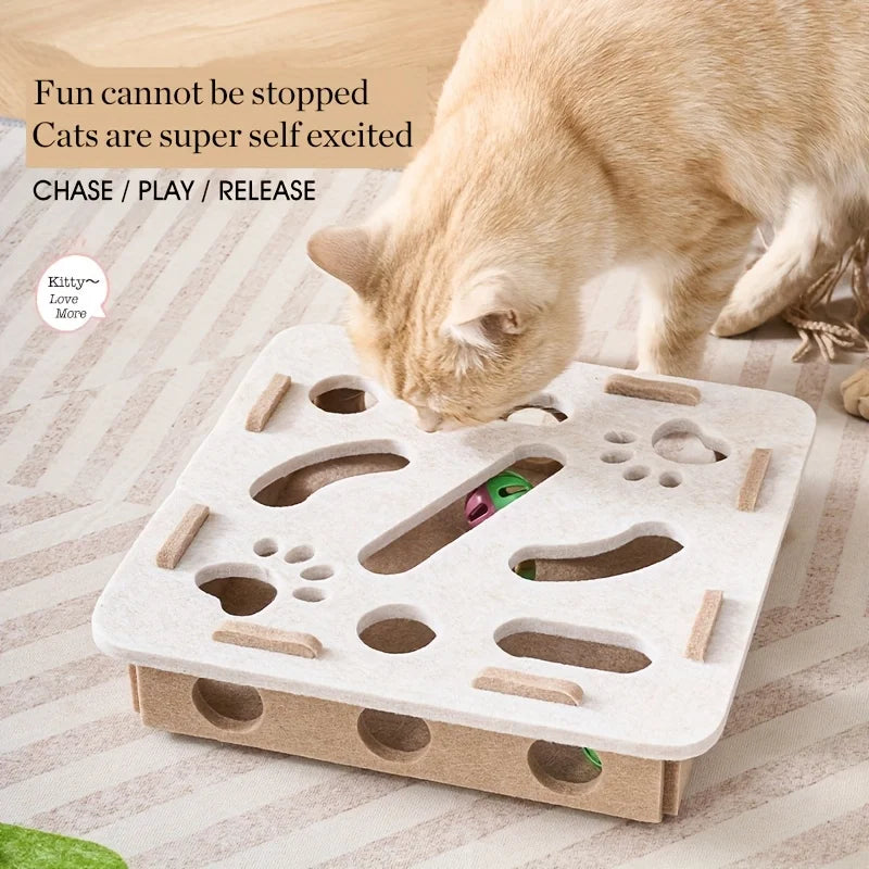 Interactive Cat Puzzle Toy Felt Toy Box with Maze