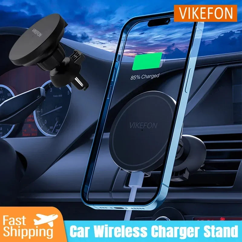 Magnetic Wireless Charger Air Vent in Car for Macsafe iPhone 12 13 14 15 16 Pro Max Magnet Phone Holder Fast Car Charging Stand