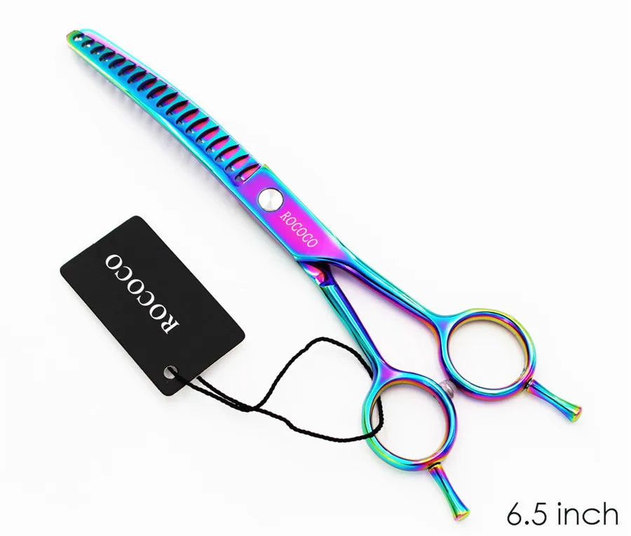 Professional 8 inch 7 inch 6.5" High Quality Pet Dog Grooming Scissors Curved Shark Thinning Shears Cat Dog Barber Scissors