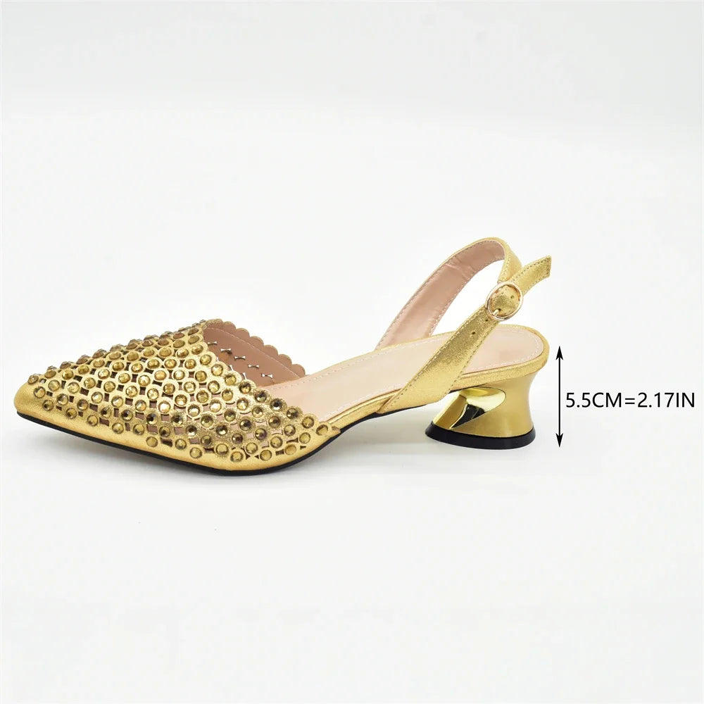 Fashion Gold Color Shoes and Bags To Match Set