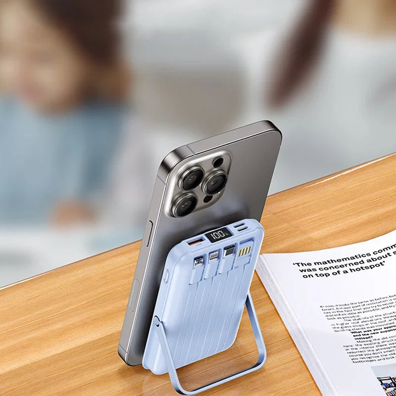 PD 22.5W Fast Charging Power Bank 20000mAh Magnetic Wireless Charger for iPhone 15 14 Samsung Xiaomi Powerbank Built USB C Cable