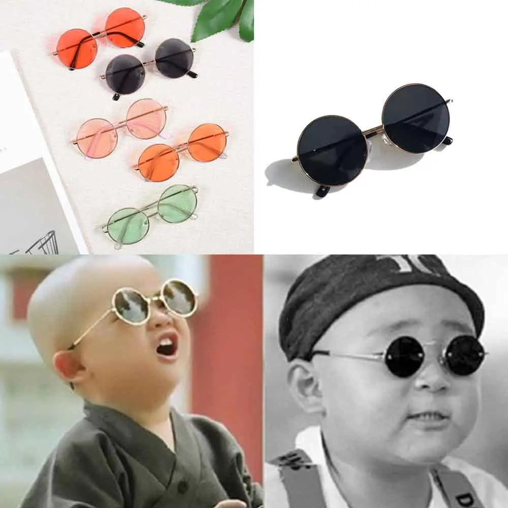 Retro Round Sunglasses Children 2-8 Years Old Baby Glasses British Style Metal Sun Sunglasses Visor Mirror Uv400
