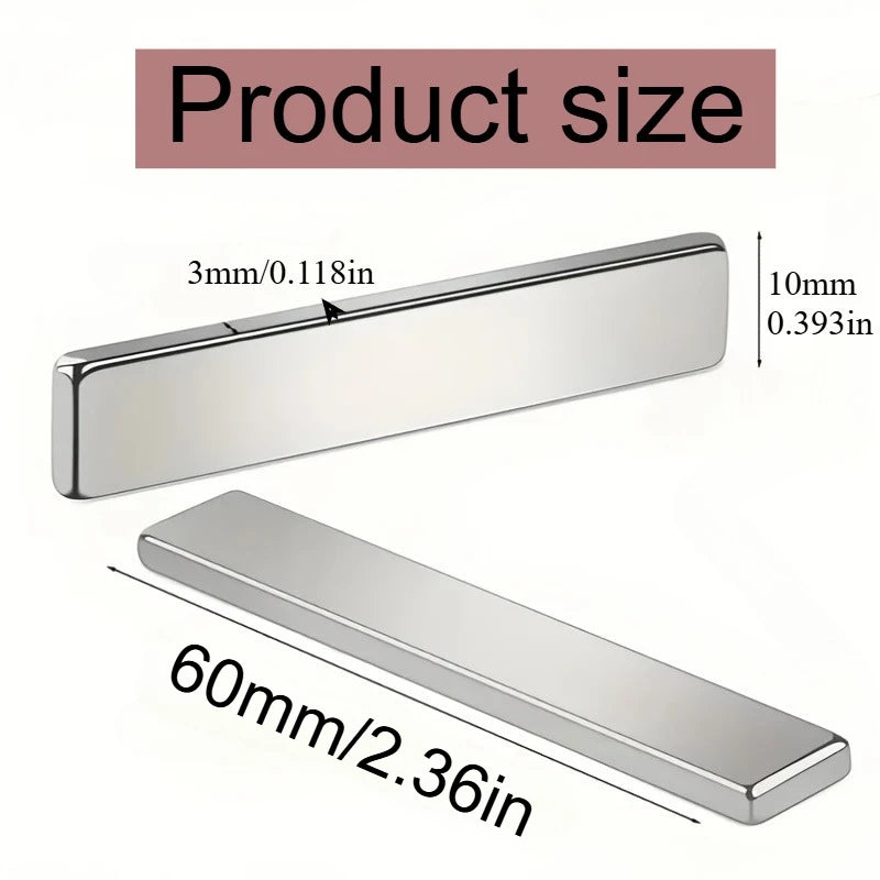 40x10x3/50x10x3/60x10x3mm strong rectangular magnet, suitable for whiteboards, nail art, warehouses, photo walls, cameras, DIY