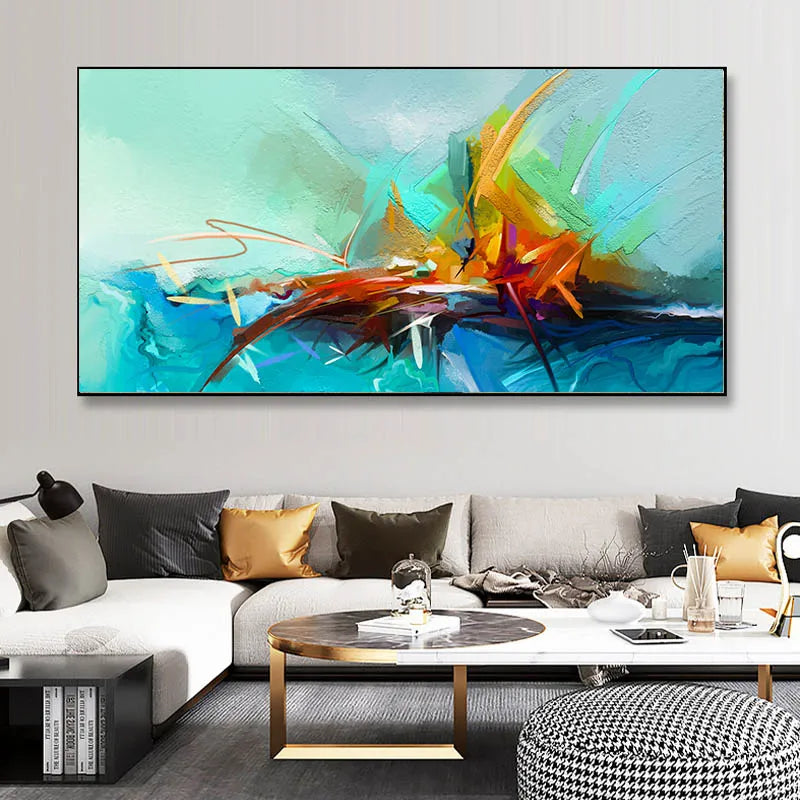 Abstract Colorful Canvas Painting Quadro Flower Posters and Prints Wall Art Pictures Cuadros Living Room Home Decor No Frame