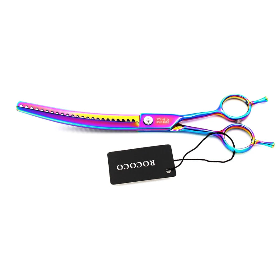 Professional 8 inch 7 inch 6.5" High Quality Pet Dog Grooming Scissors Curved Shark Thinning Shears Cat Dog Barber Scissors