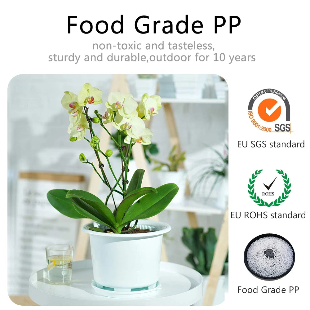 Meshpot 20cm Plastic Orchid Pot Flower Pot Garden Pot Planter Holder Home Decor,Enhance Root Quantity and Activity Good air