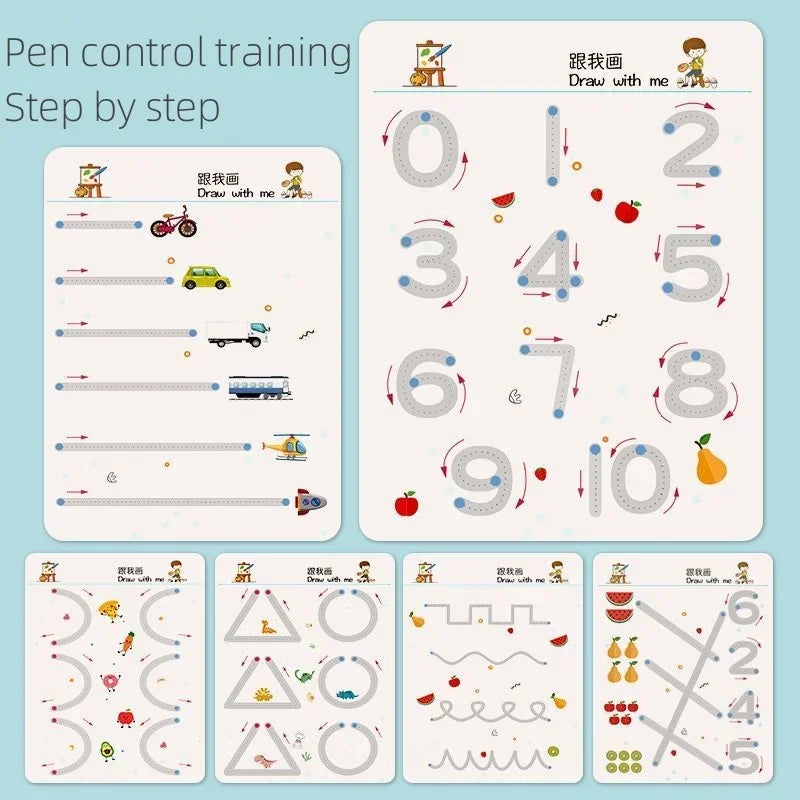 Reusable Magical Tracing Workbook Montessori Educational Writing for Children