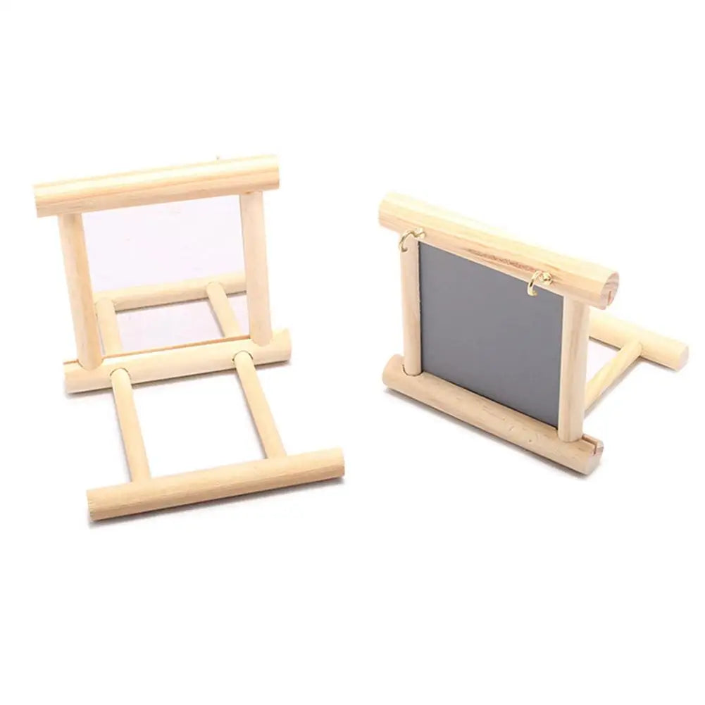Bird Wooden Mirror Hanging Swing Interactive Play Toys for Parrot Budgies Parakeet Cockatiel Conure Lovebird Cage Accessories
