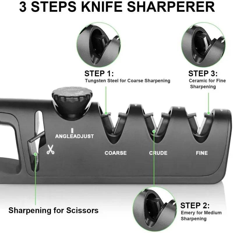 New Upgrade Angle Adjustable Knife Sharpener Professional 4 In 1 Kitchen Knives Grinder Scissors Sharpening Stone Home Tools