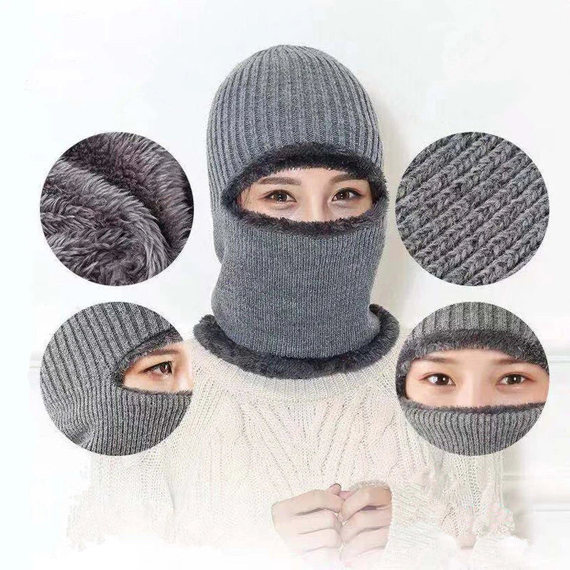 Winter Kintted Thicken Balaclava Full Face Mask Windproof Warm Outdoor Cycling Ski Hat Women Men Coldproof Running Earmuffs Hat