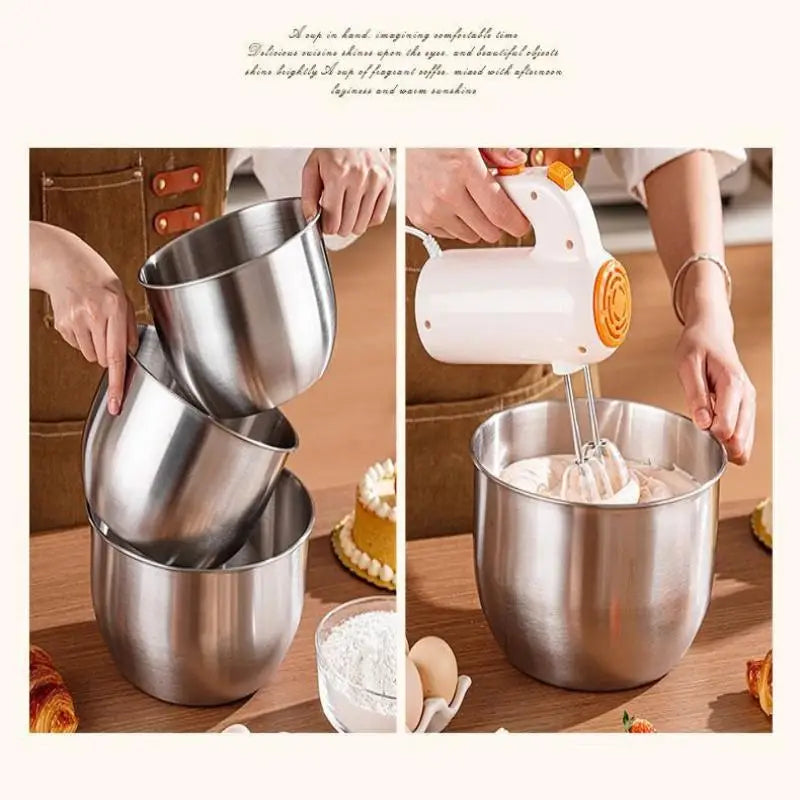 1Pc Multi-Purpose Stainless Steel Bowl - Deep Mixing Basin for Baking Cake Egg Beater Salad, Fruit Storage Kitchen Cooking Tool