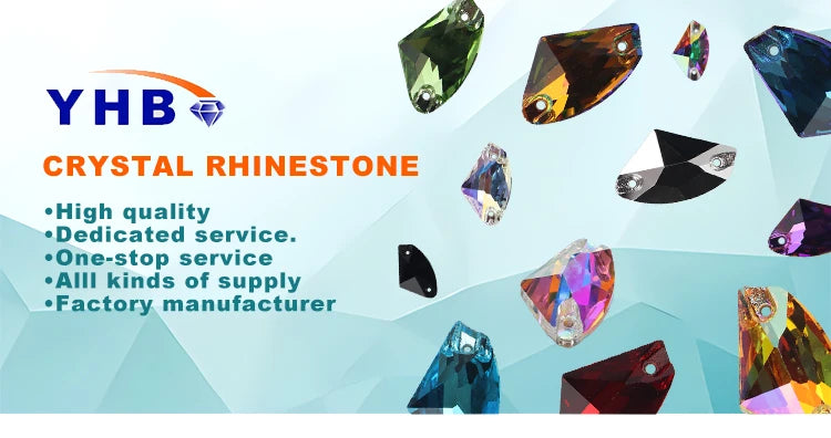 YHB Top Quality Galactic Axe Glass Crystal AB Moonlight Sewing Stones Flatback Sew on Rhinestones For Garment Clothes Bags