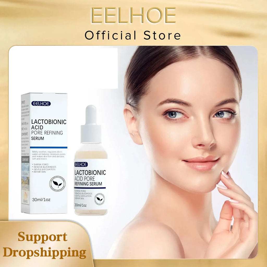 EELHOE Lactobionic Acid Pore Shrink Face Serum Skin Repair Remove Blackheads Acne Skin Care Lasting Moisturizing Korean Cosmetic