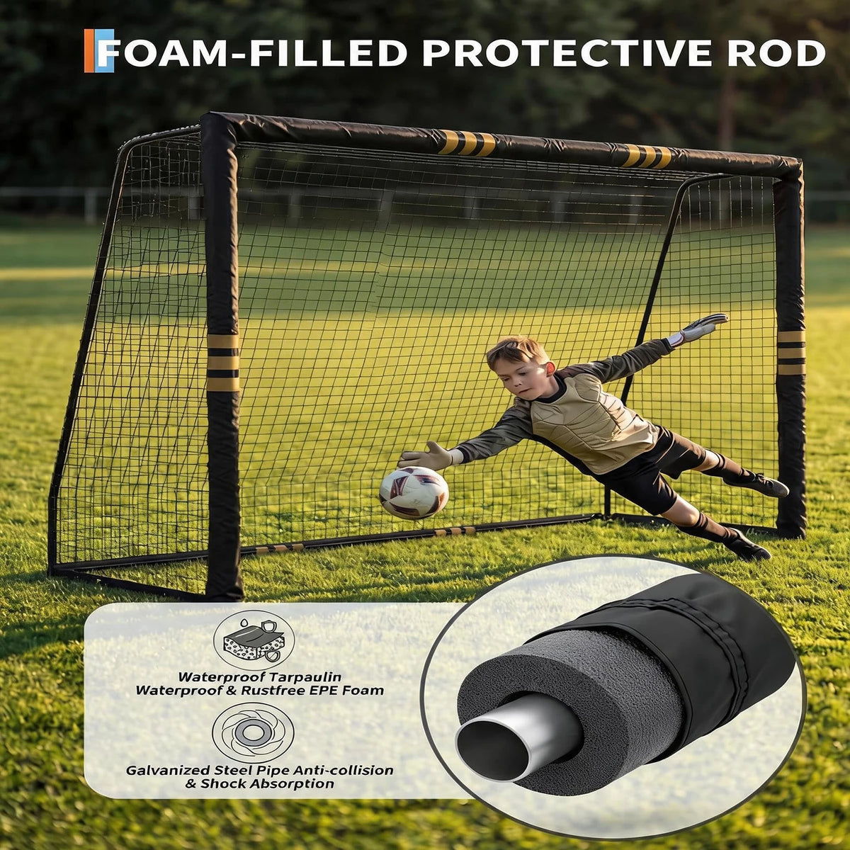 10x6.5FT Soccer Goal For Backyard Heavy Duty Galvanized Steel