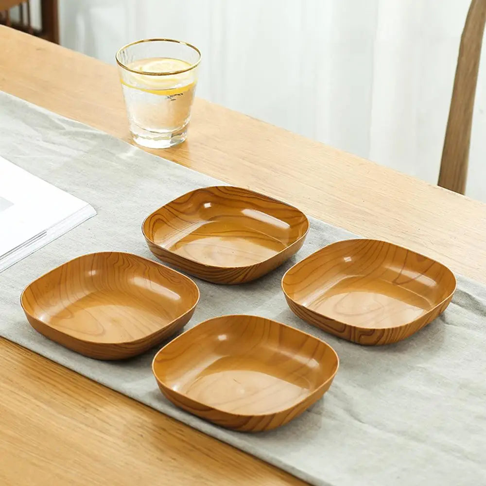 Japanese-style Plastic Dish Multifunctional Simple Imitation Wood Grain Bone