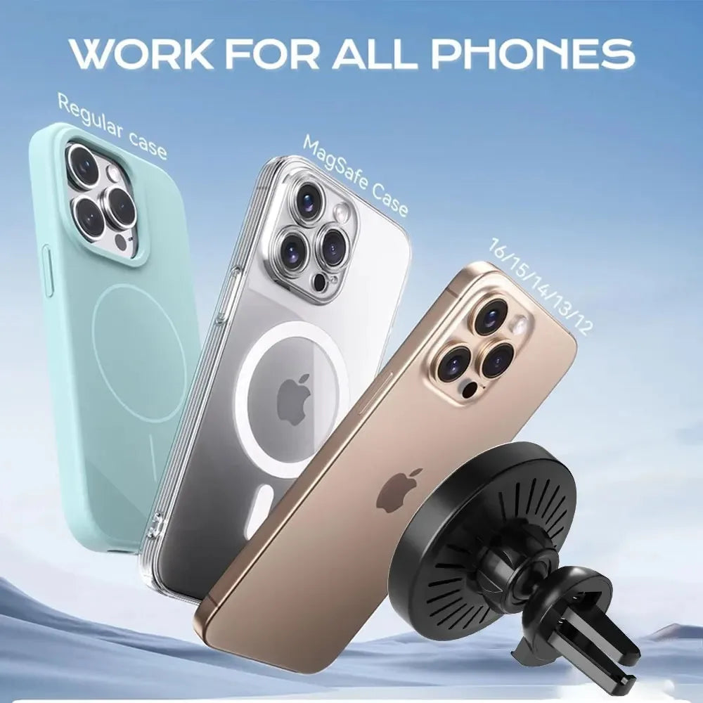 Car Magnetic Wireless Charger Air Vent Phone Holder Stand For Magsafe iPhone 17 16 15 14 13 12 Pro Max Air Outlet Fast Charging