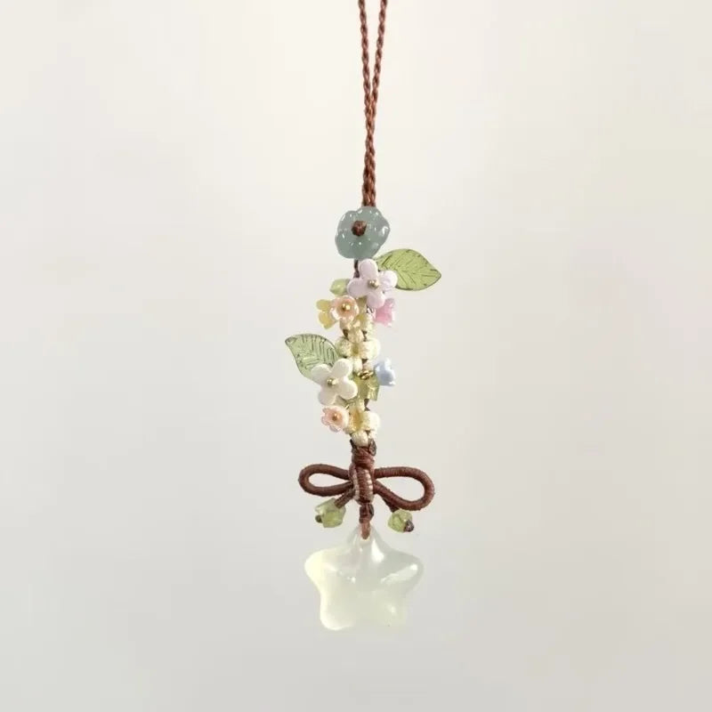 New Chinese Style Ice Transparent Star Flower Pendant Sweet and Cute Mobile Bag Pendant