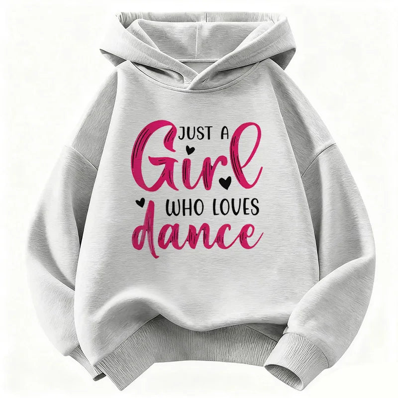 Y2k Just A Girl Who Love Dance Letter Printed HoodieChildren's Sweatshirt Hoody Girls Autumn Winter Casual Hoodies
