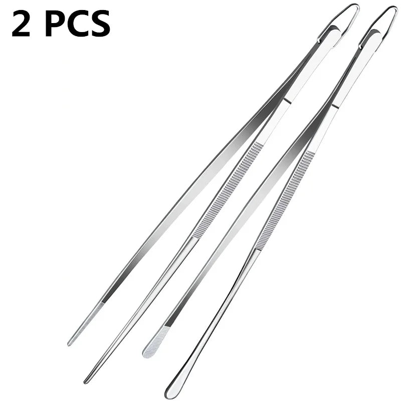 12inch Kitchen Tweezers Fine Tweezer Tongs Extra-Long Stainless Steel Cooking Tweezers for Kitchen Food Cooking Sea Food and BBQ