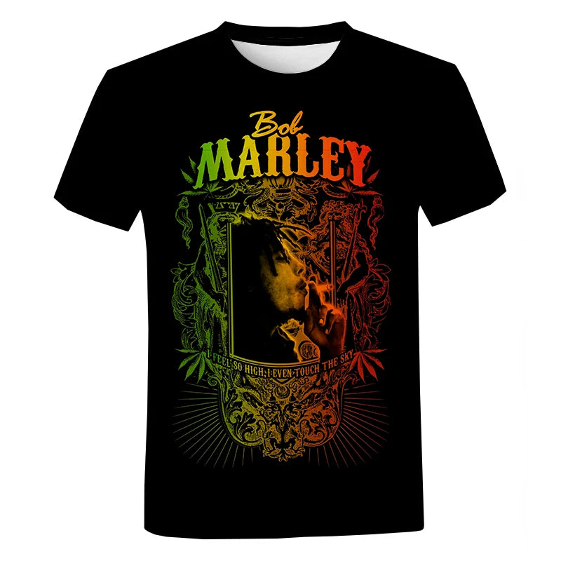 Popular Hip Hop Singer Bob Marley 3d Printed T-shirt Unisex Popular Harajuku Sweatshirt Music Rock Streetwear Plus Size Tops