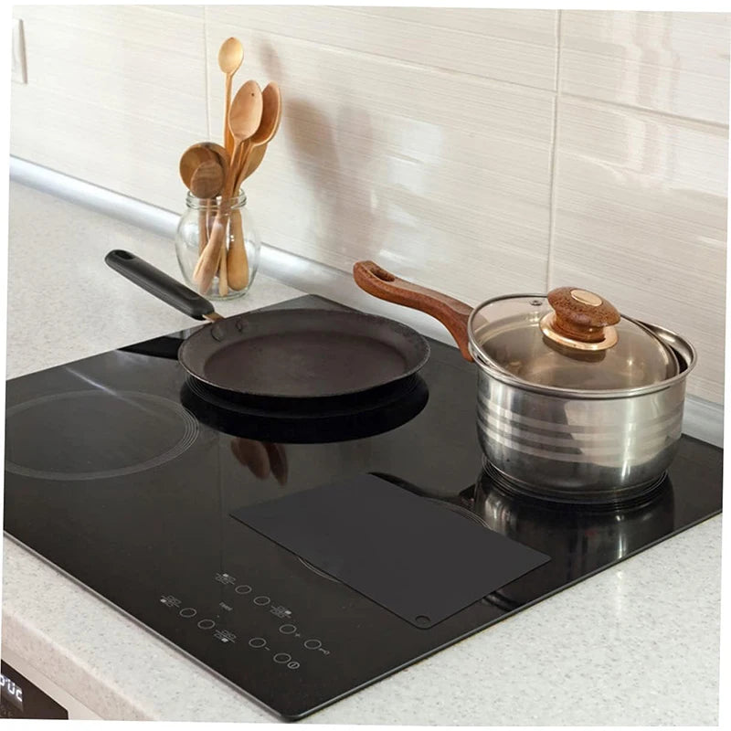 5PCS Induction Cooktop Black Protector Set Heat Resistant Electromagnetic Stove Protection Rectangular Round Mat For Kitchen Pot