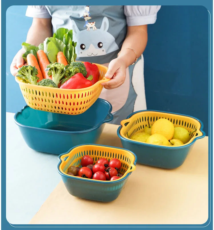 8PCS Kitchen Sink Vegetable Drainer Fruit Basket for Multifunctional Stackable Fruit Washing Basin Vegetable Drain Basket Basin