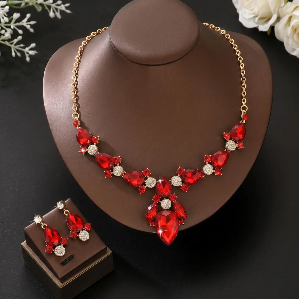 Gorgeous Water Drop Set for Ladies' Banquet Red Carpet Dress Accessories Wedding Bridal Photo Jewelry Set