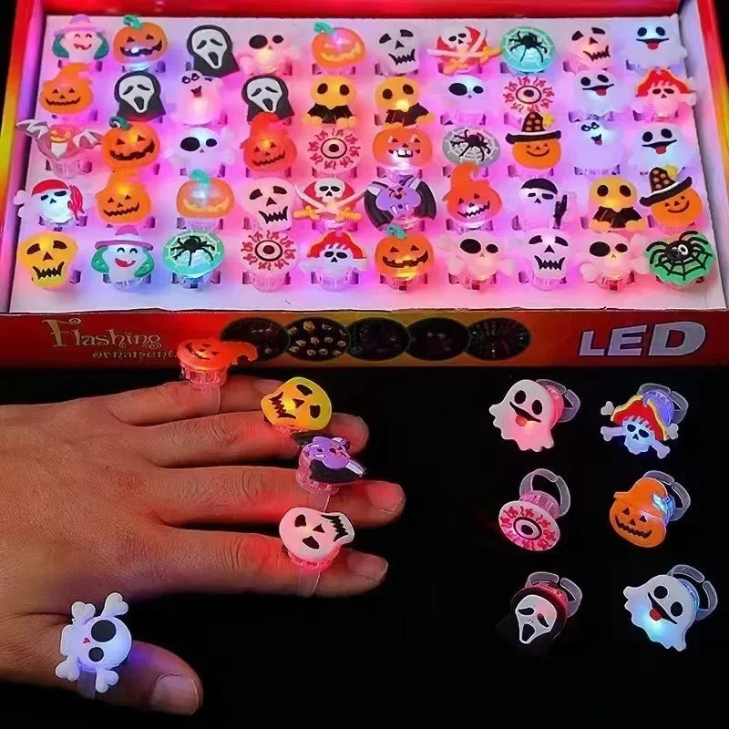 LED Luminous Halloween Toys Pumpkin Ghost Skull Glowing in Dark Fingers Toys with Light Birthday Party Decoration Props Supplies