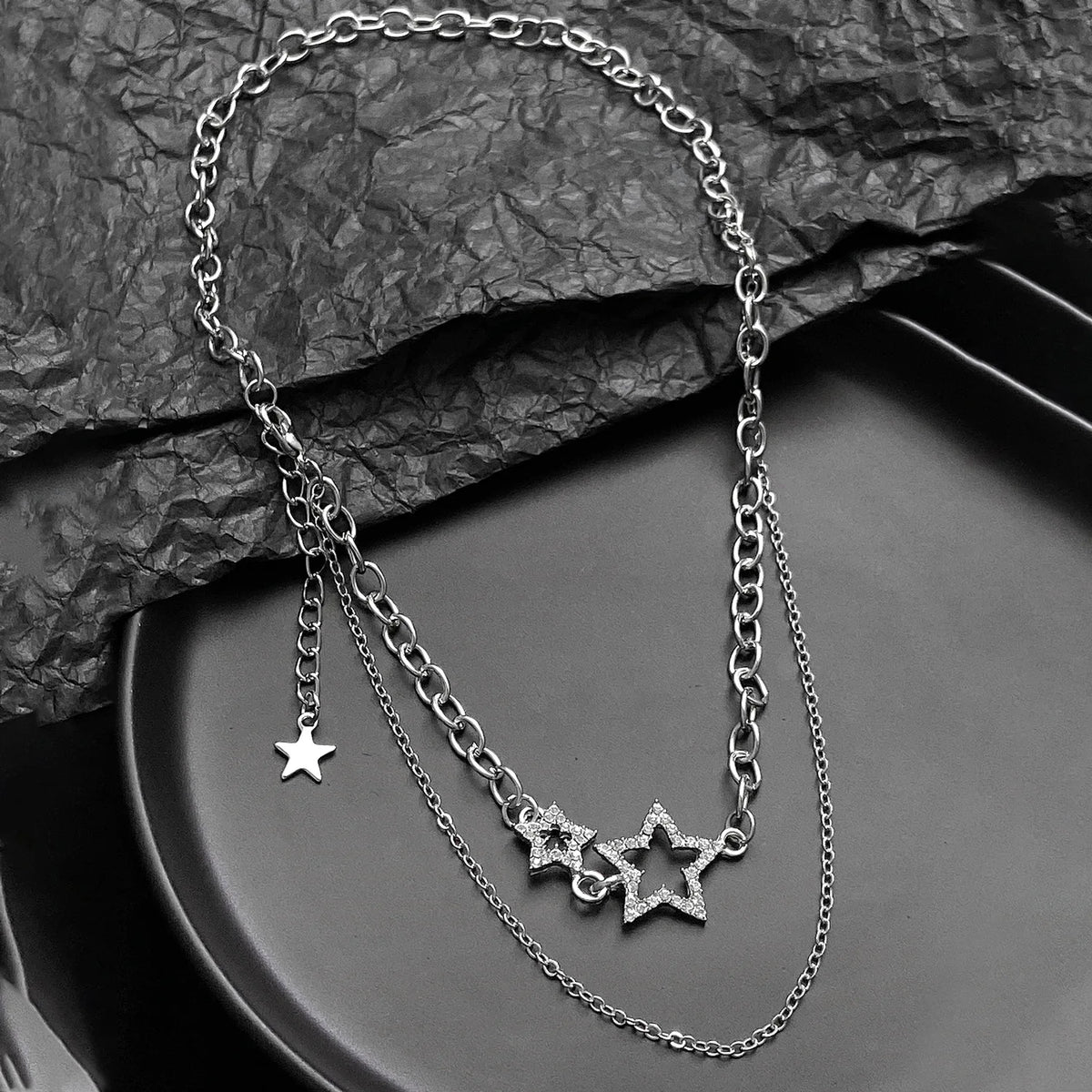 Y2K Star Zircon Pendant Necklace for Women Luxury Sweet Cool Girl