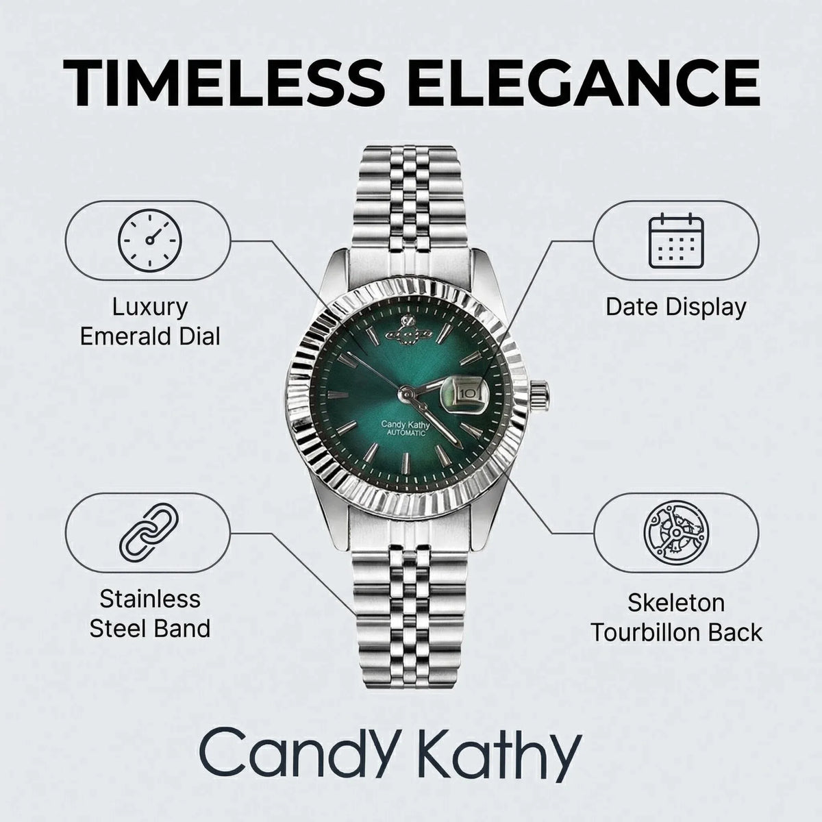 CANDY KATHY Original Fashion Man Clock Stainless Steel Waterproof
