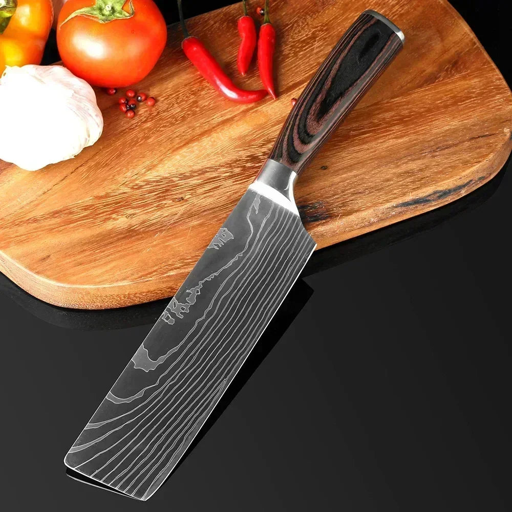 Professional Kitchen Knives Damascus Japanese Santoku Cleaver Slicing Knife Stainless Steel Boning Knife Butcher Cleaver Knife