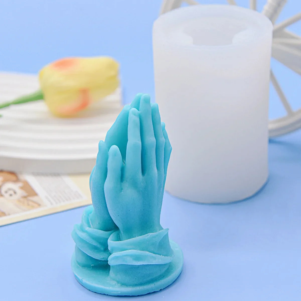 Folded Prayer Gesture Silicone Candle Mold Buddha Beads Hand Plaster Soap Resin Mould DIY Chocolate Cake Making Home Decor Gift