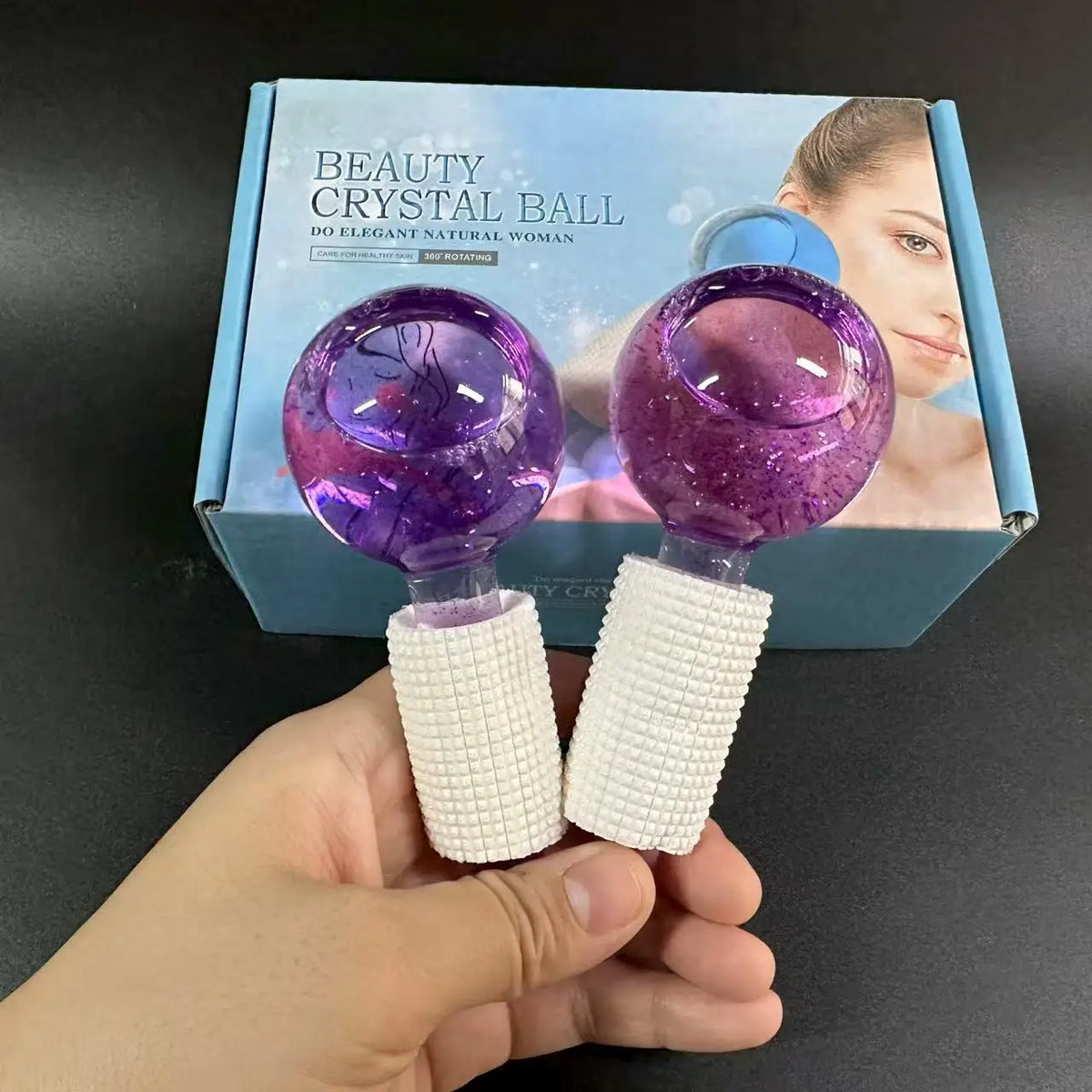 2PCS/pair Large Beauty Ice Hockey Energy Beauty Crystal Ball Facial Cooling Ice Globes Water Wave Face and Eye Massage Skin Care
