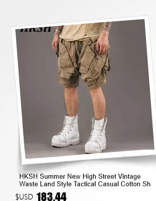 HKSH Spring Autumn New Outfit China-Chic Dark Ribbon Zipper Men Tide Dark Hooded Sweatshirt Original Punk Ins Cargo Pants HK0531