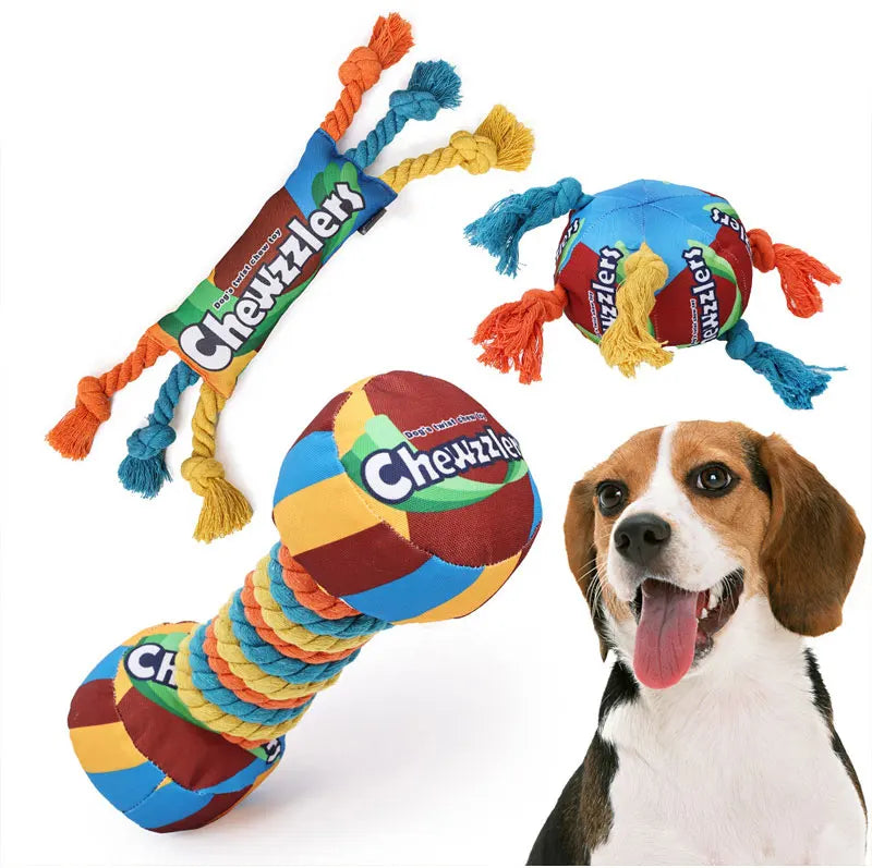 Pet Dog Rainbow Twist Candy Toy Dog Molar Teeth Resistant Bite Making Sound Pet Supplies candy for small, medium and large dogs